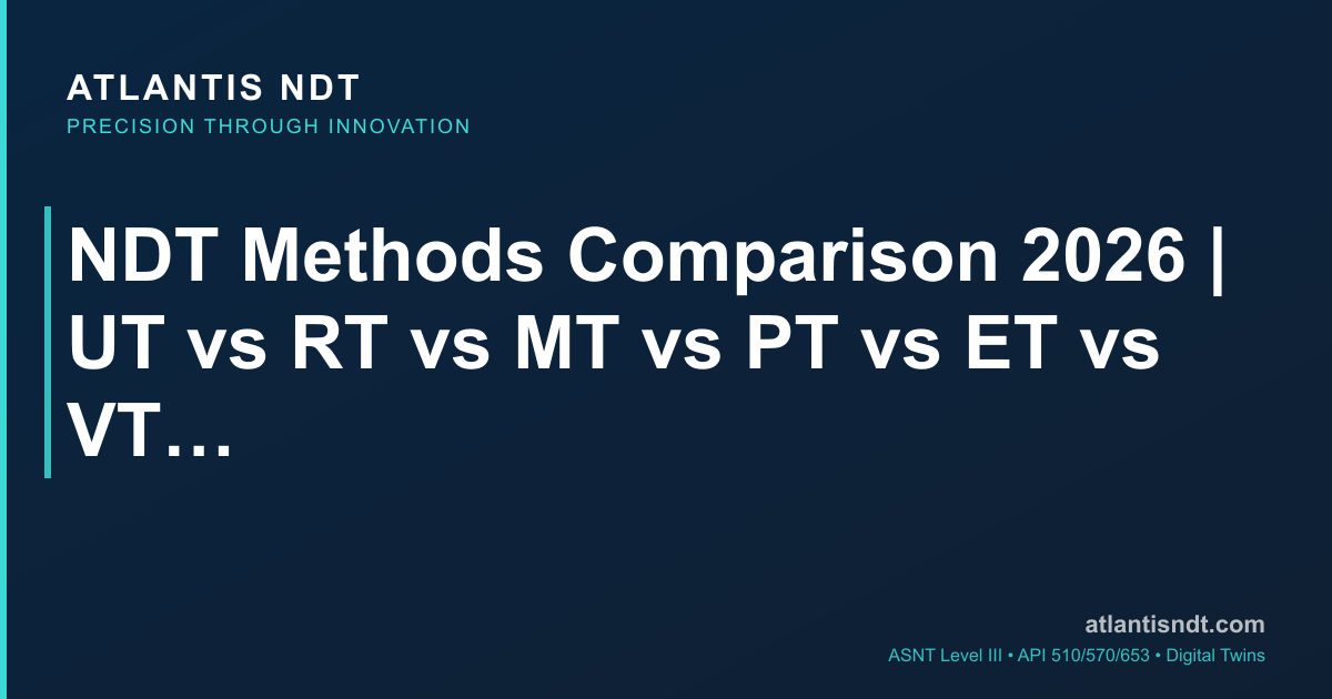 NDT Methods Comparison 2026 | UT vs RT vs MT vs PT vs ET vs VT [Guide]